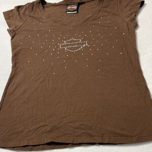 Harley-Davidson Brown Studded Short Sleeve Tee